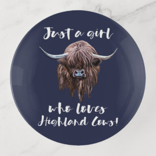 Just A Girl Who Loves Scottish Highland Cows Trinket Tray