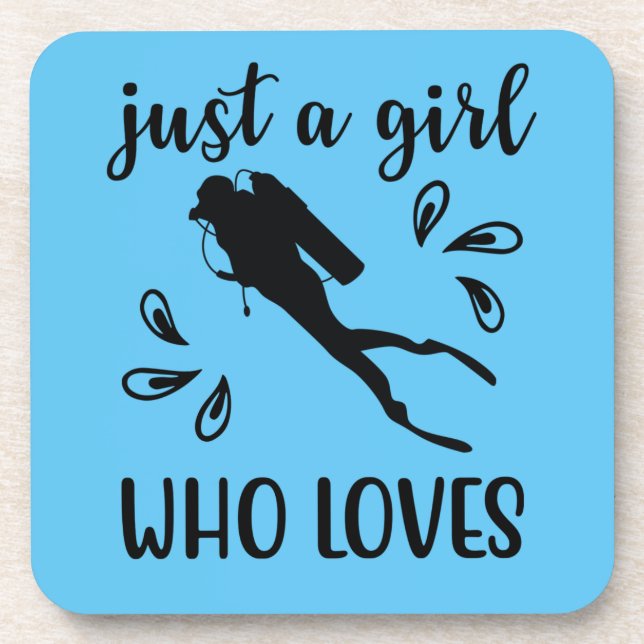 Just a Girl Who Loves Scuba Diving Diver Graphic Beverage Coaster (Front)