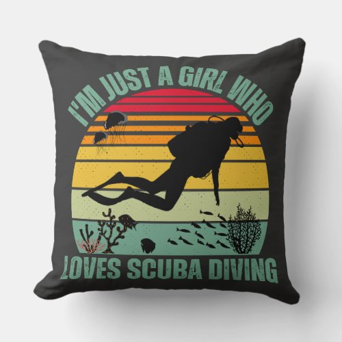 Just a girl who loves scuba diving throw Pillow