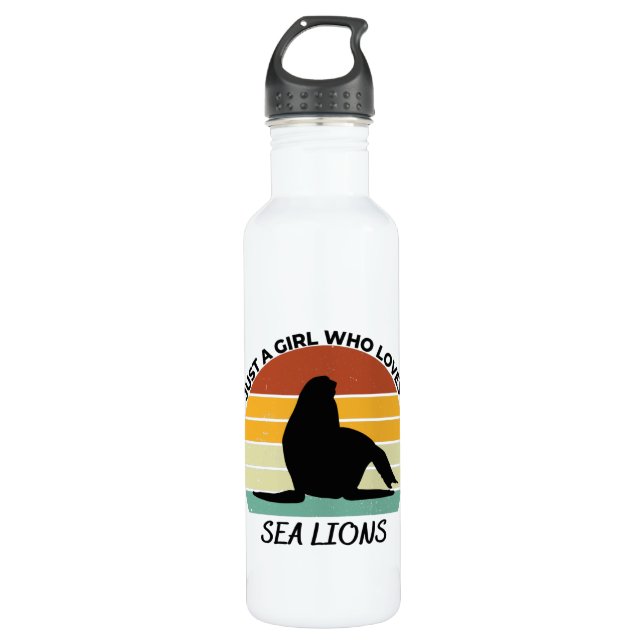 Just a girl who loves sea lions stainless steel water bottle (Front)