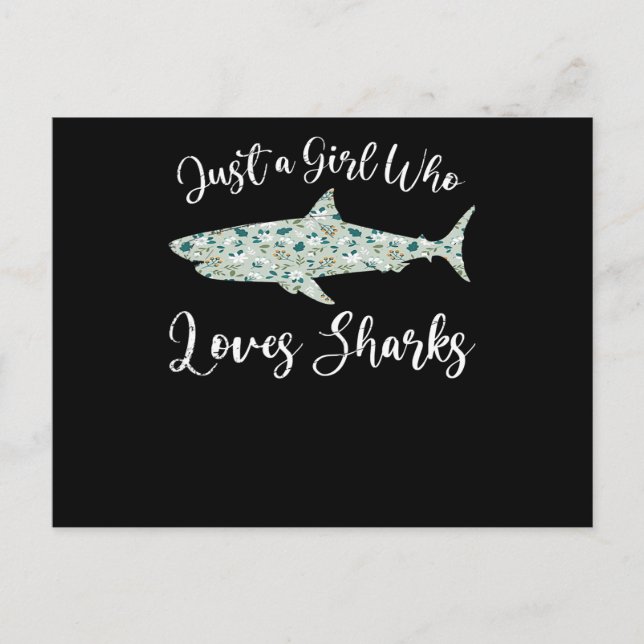 Just A Girl Who Loves Sharks - Gifts Ocean Shark Announcement Postcard (Front)