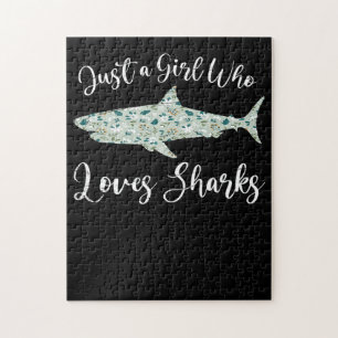 Just A Girl Who Loves Sharks - Gifts Ocean Shark Jigsaw Puzzle
