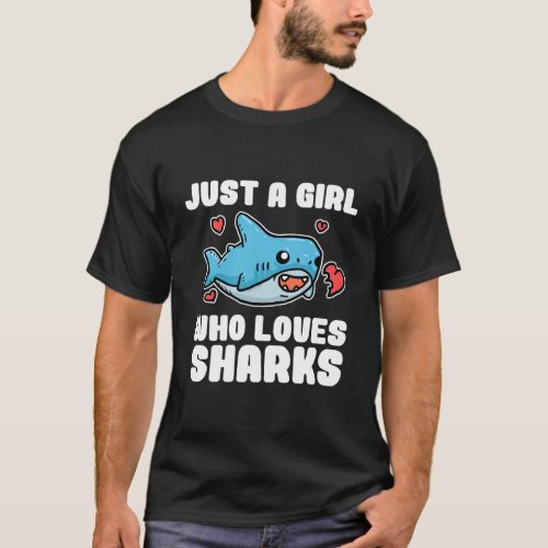 Just A Girl Who Loves Sharks Lover Cute Shark Cost T_Shirt