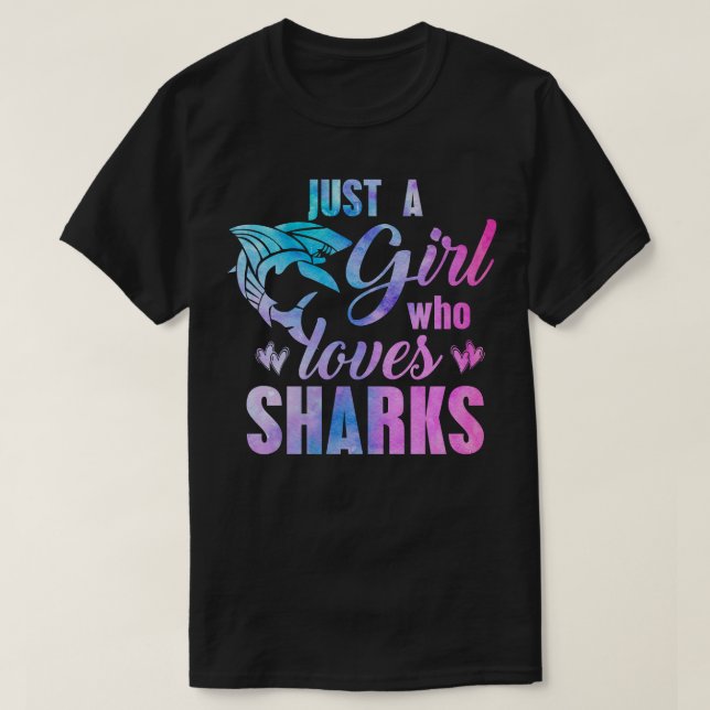 JUST A GIRL WHO LOVES SHARKS Women Mom Kids Waterc T-Shirt (Design Front)