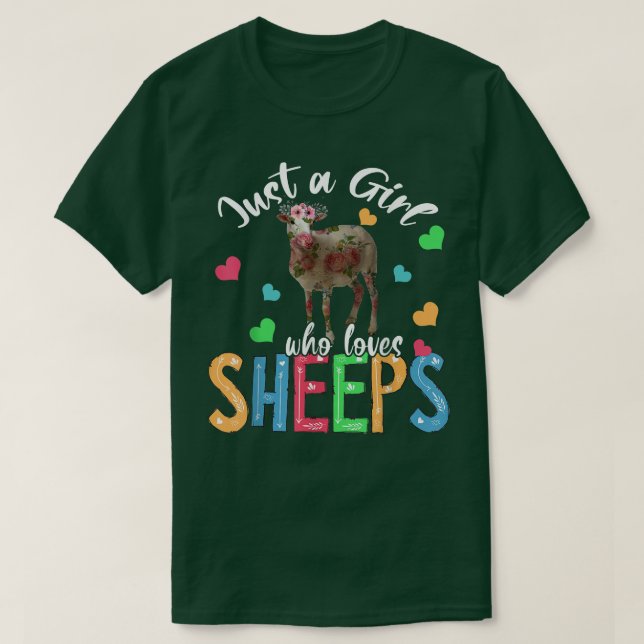 Just A Girl Who Loves Sheeps Floral Flower Sheep F T-Shirt (Design Front)
