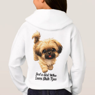 Just a Girl Who Loves Shih Tzus Dog Paw and Heart Hoodie