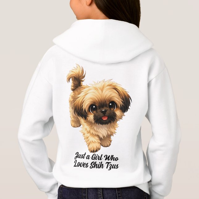 Just a Girl Who Loves Shih Tzus Dog Paw and Heart Hoodie (Back)