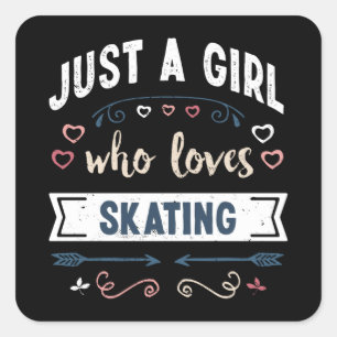 Just a Girl who loves Skating Funny Gifts Square Sticker