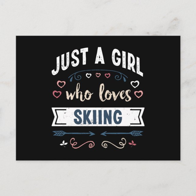 Just a Girl who loves Skiing Funny Gifts Postcard (Front)
