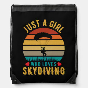 just a girl who loves skydiving drawstring bag