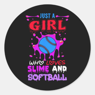 Just A Girl Who Loves Slime And Softll Kids Girls  Classic Round Sticker