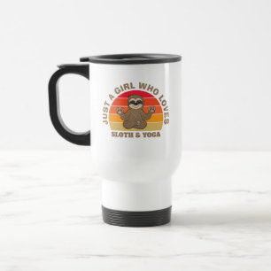 Just a Girl Who Loves Sloth And Yoga, Retro Sunset Travel Mug