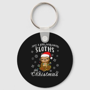 Just A Girl Who Loves Sloths & Christmas Funny Keychain