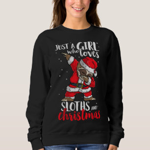 Just A Girl Who Loves Sloths Christmas Cute Woman  Sweatshirt