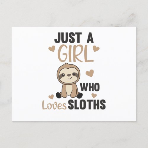 Just A Girl Who Loves Sloths Cute Animals Vintage Postcard