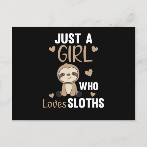 Just A Girl Who Loves Sloths Cute Animals Vintage Postcard