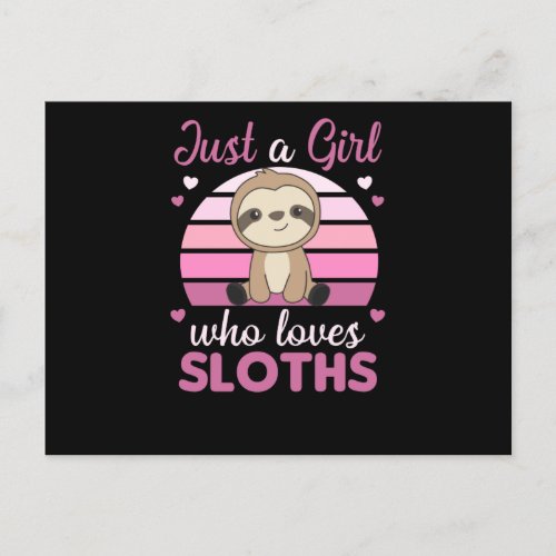 Just A Girl Who Loves Sloths Cute Animals Vintage Postcard