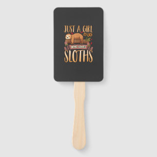 Just A Girl Who Loves Sloths Cute Sloth T-Shirt Hand Fan