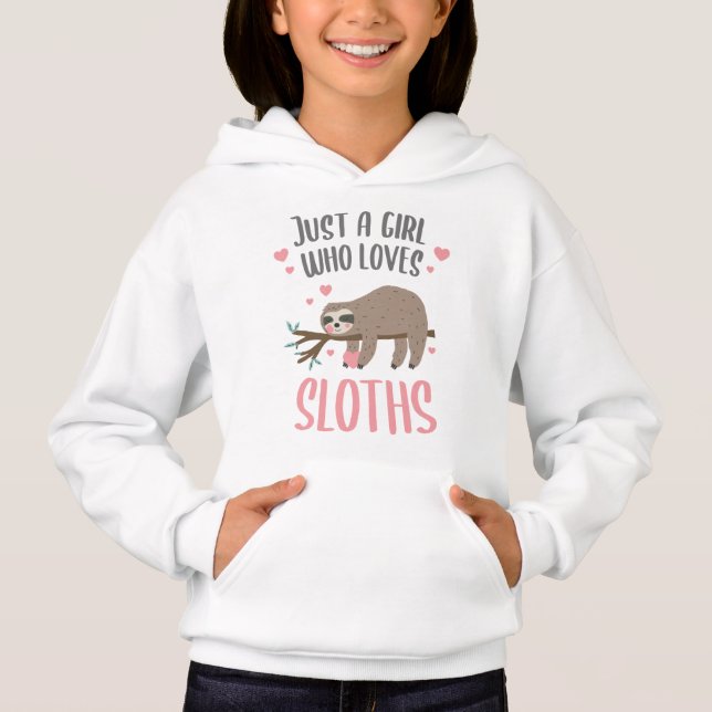 Just a Girl Who Loves Sloths Gift Girl Hoodie (Front)