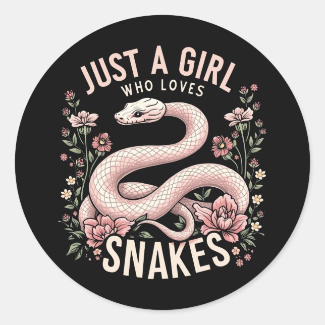 Just A Girl Who Loves Snakes Classic Round Sticker (Front)