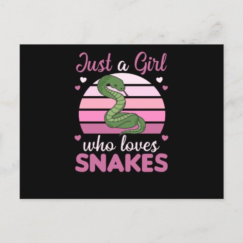 Just a girl who loves snakes cute snake for girls postcard