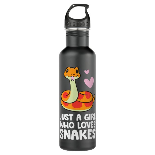Just a Girl Who Loves Snakes Cute Snake Stainless Steel Water Bottle (Front)
