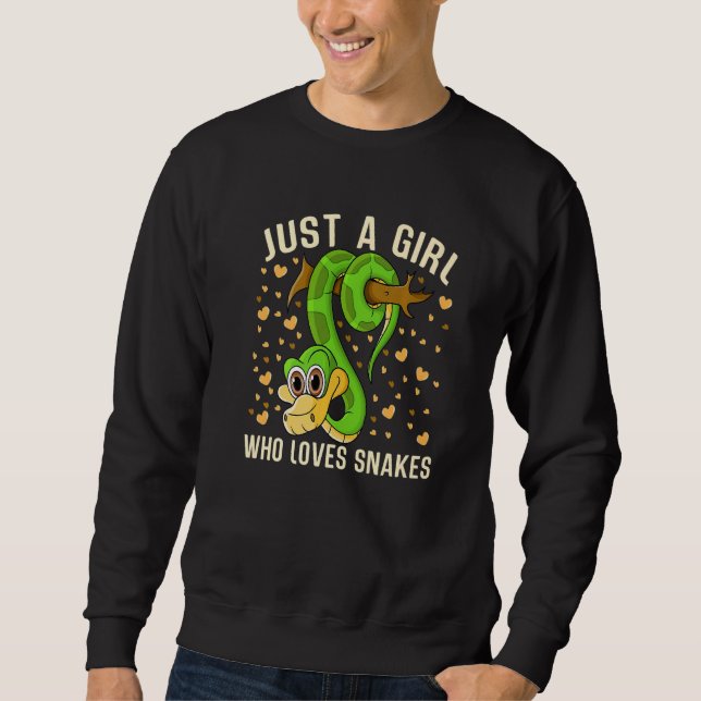 Just a Girl Who Loves Snakes Cute Snake Themed Lov Sweatshirt (Front)
