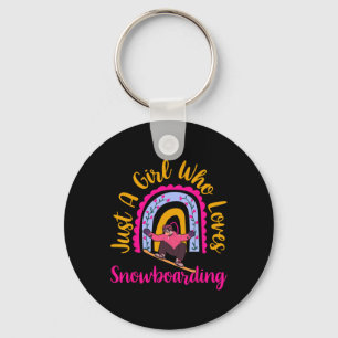 Just A Girl Who Loves Snowboarding Boho Rainbow De Keychain