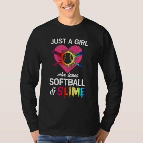Just A Girl Who Loves Soflball And Slimes  For Que T_Shirt