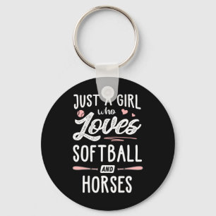 Just A Girl Who Loves Softll And Horses Gift Women Keychain