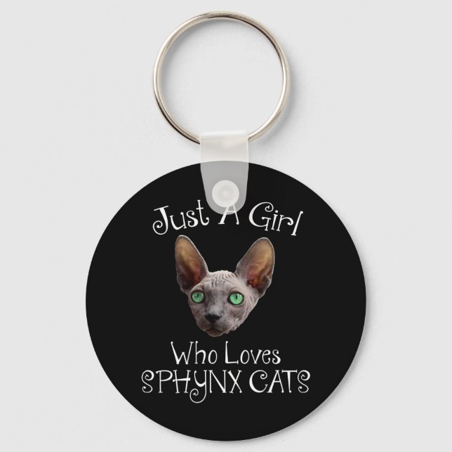 Just A Girl Who Loves Sphynx Cats Keychain (Front)