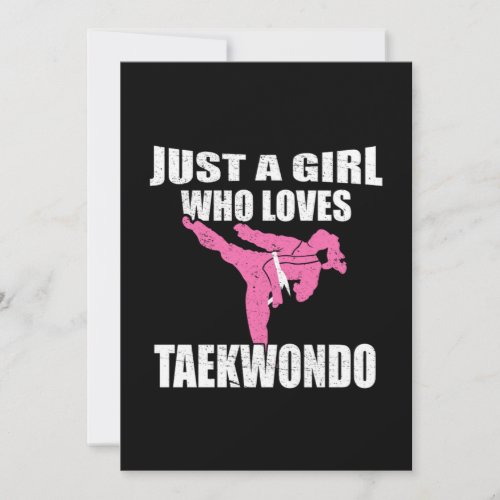 Just A Girl Who Loves Taekwondo Martial Arts Gift Invitation