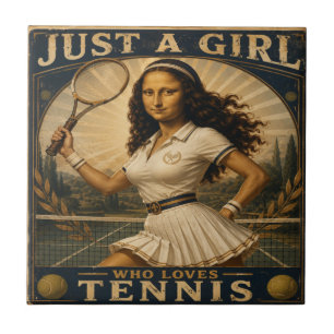 Just A Girl Who Loves Tennis Funny Mona Lisa  Ceramic Tile
