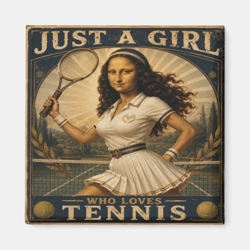 Just A Girl Who Loves Tennis Funny Mona Lisa Magnet
