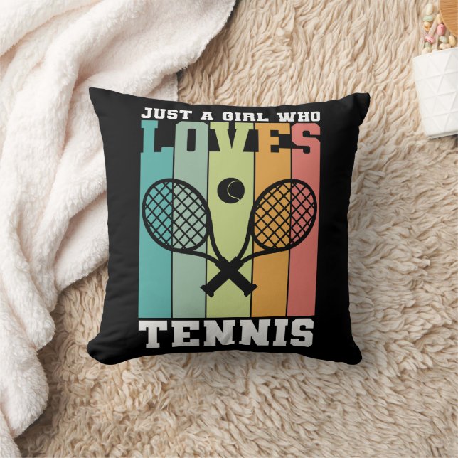 Just a girl who loves Tennis | Tennis Player Gifts Throw Pillow (Blanket)