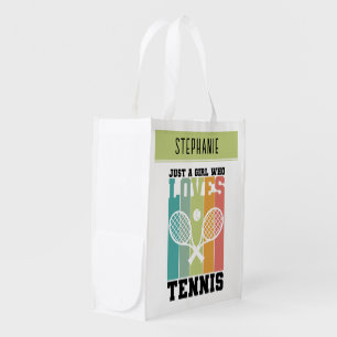 Just a girl who loves Tennis   Tennis Player Grocery Bag