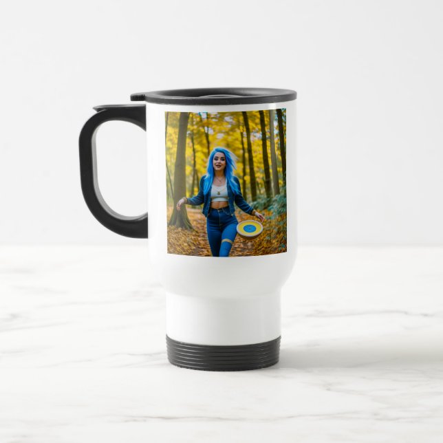 Just a Girl who Loves to Disc Golf Travel Mug (Left)