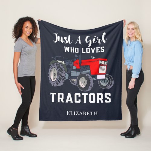 Just A Girl Who Loves Tractors Fleece Blanket
