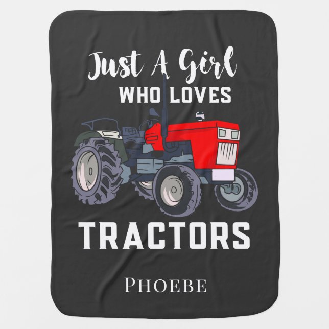Just A Girl Who Loves Tractors Novelty Baby Blanket (Front)