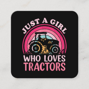 Just A Girl Who Loves Tractors Square Business Card