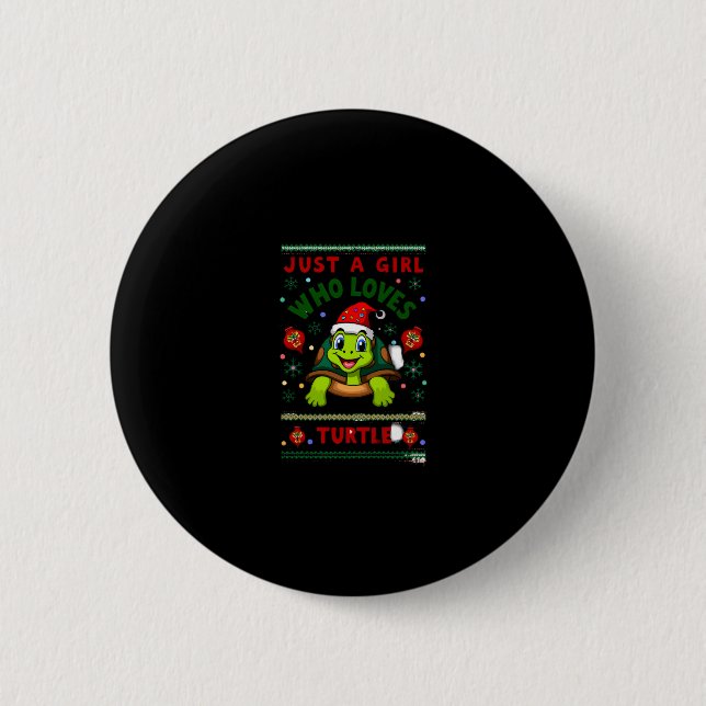 Just A Girl Who Loves Turtle Matching Christmas Pa Button (Front)