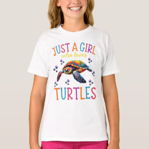 Just A Girl Who Loves Turtles, Cute Groovy Turtle T-Shirt