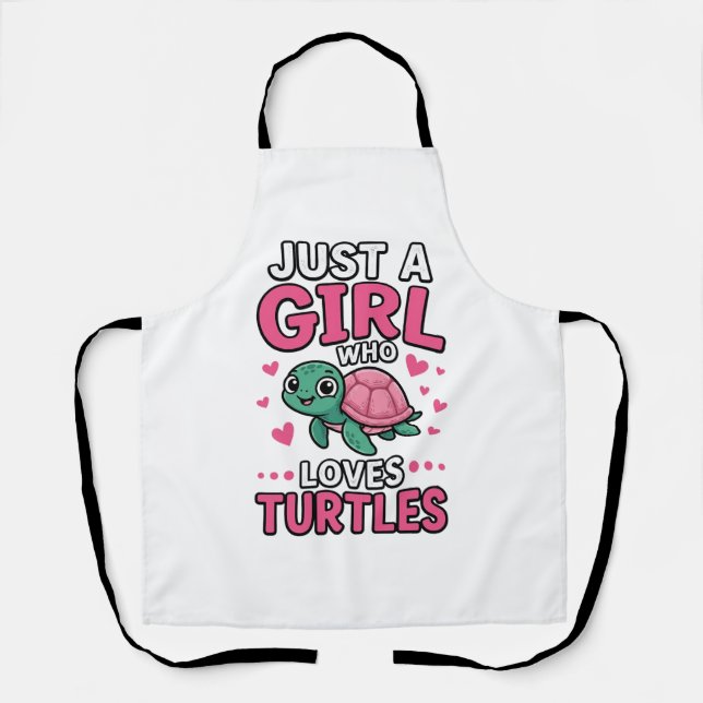 Just a Girl Who Loves Turtles Cute Turtle Vector D Apron (Front)