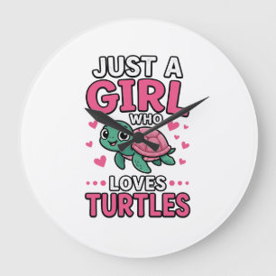 Just a Girl Who Loves Turtles Cute Turtle Vector D Large Clock