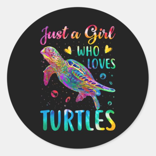 Just a Girl Who Loves Turtles Tie Dye Turtle Lover Classic Round Sticker