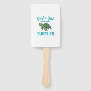 Just a Girl Who Loves Turtles Vintage Engraving Te Hand Fan