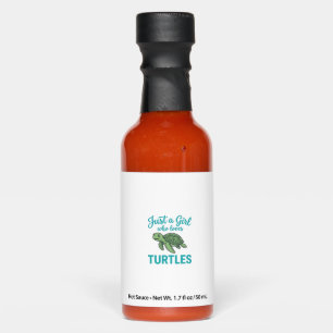 Just a Girl Who Loves Turtles Vintage Engraving Te Hot Sauces