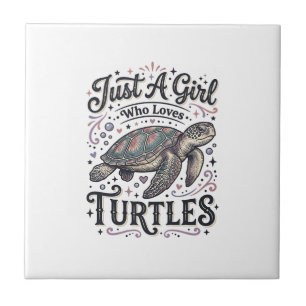 Just A Girl Who Loves Turtles Vintage Shirt Design Ceramic Tile