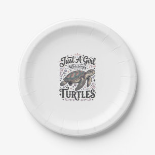Just A Girl Who Loves Turtles Vintage Shirt Design Paper Plates