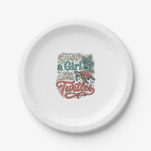 Just a Girl Who Loves Turtles Vintage Shirt Design Paper Plates